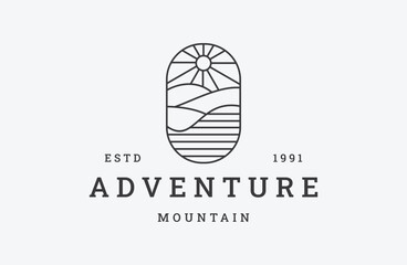 Adventure mountain logo vector icon illustration hipster vintage retro .