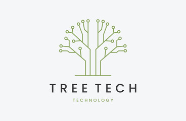 tech tree electrical circuit digital logo vector icon