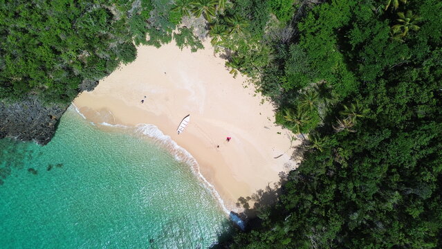 Playa Onda, El Valle, Samana, beach in Dominican Republic. Aerial drone photo.