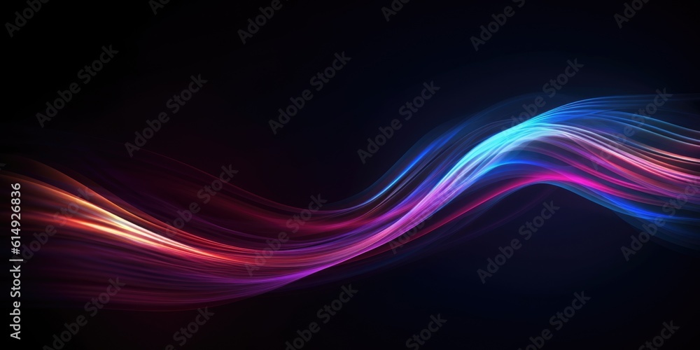 Poster abstract flowing neon color wave lights background. generative ai aig21.