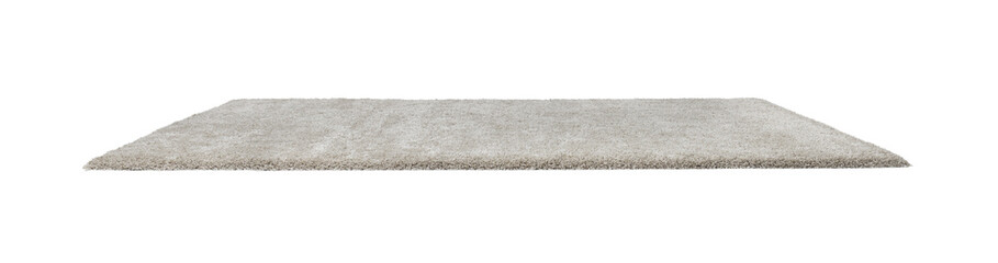 Stylish soft beige carpet isolated on white