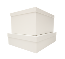 Blank White Boxes with Lids Stacked and Isolated Mock Up - Transparent PNG.