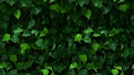 Green wall in the garden with natural background fresh leaves and foliage as a background of nature and landscaping. Wall completely covered lush green plant. Realistic 3D illustration. Generative AI