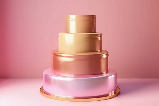 Luxury wedding cake with pink and gold frosting