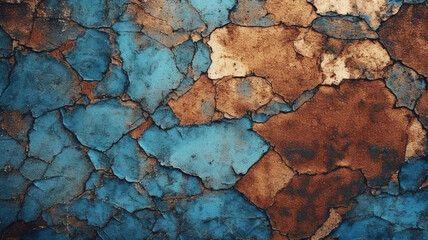 Old grunge copper bronze rusty texture background. Distressed cracked patina.