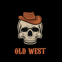 illustration vector of cowboy skull and vintage hat perfect for print and editable 