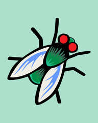 green fly illustration vector design