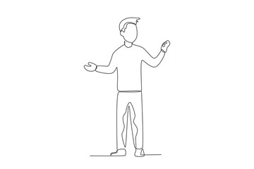 A man talks to his friend. World youth day one-line drawing