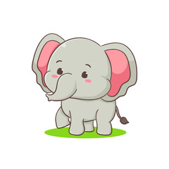 Cute elephant cartoon character. Adorable animal concept flat design. Isolated white background. Vector art illustration.