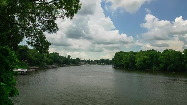 Time Lapse of Lake and Trees with Clouds