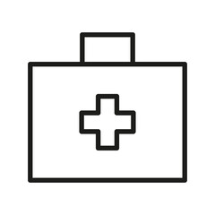 Premium first aid kit icon or logo in line style. Vector illustration. Stock image.
