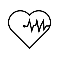 Heart beat icon. Heartbeat, heart beat pulse icon. Heart and cardiorgam, heartbeat simple. Vector illustration. Stock image.