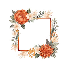 Abstract watercolor boho floral frame, vector illustration
