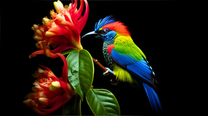 Vibrant Harmony: Picture of Colorful Birds and Flowers