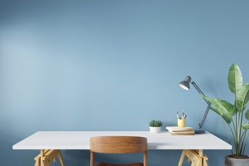 Workspace home office desk supplies on office workplace.