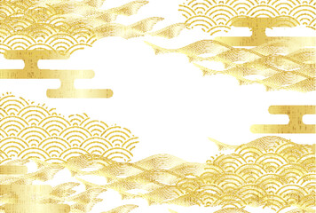 金　和柄　年賀状　波紋　背景