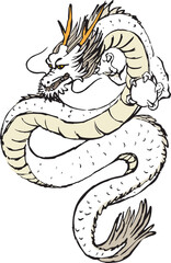 龍の手描きイラスト　辰　竜　和風　水墨画