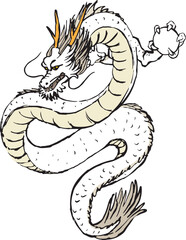 Fototapeta premium 龍の手描きイラスト 辰 竜 和風 水墨画