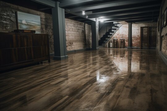 Renovated basement floor is now waterproofed. Generative AI