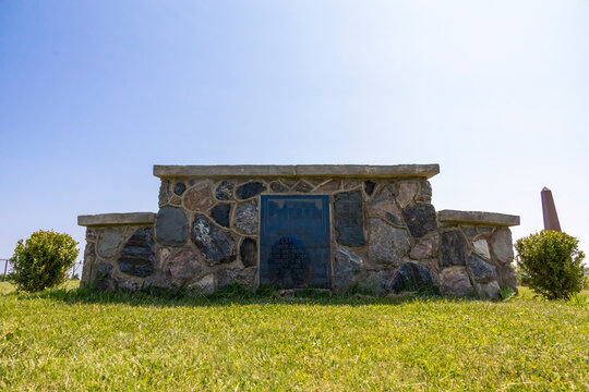 The pioneer cemetery from the former town of Ebenezer still remains, now within a farmer's field near Port Elgin, Ontario.