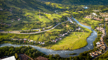 view of Barbosa Rio medellin in the mountains