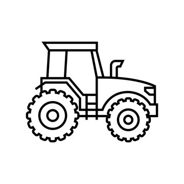 tractor black icon. agricultural machinery. flat vector illustration