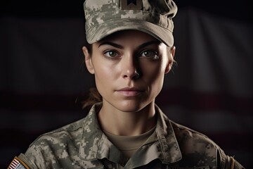 a woman in military uniform - obrazy, fototapety, plakaty