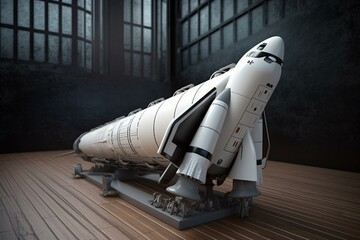 Illustrated rocket for start-up business with space for text, 3D model. Generative AI