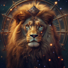 Fototapeta premium lion head on black