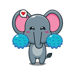 Obraz na płótnie Canvas cute cheerleader elephant cartoon vector illustration.