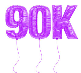 90K Follower Purple Balloons Number