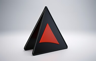 yellow triangle 3d model design isolated in empty room