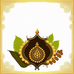 Happy ugadi greeting card background with kalash.