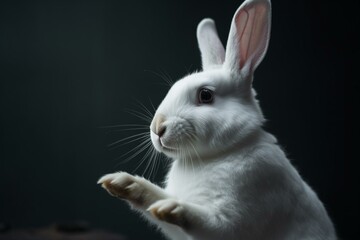 White bunny giving high five. Generative AI