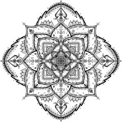 Mandala circular pattern leaf flower petal vector illustration.Lotus flowers for ethnic style, Henna, Mehndi, tattoo, and decoration. Art simple graphic design floral oriental outline illustration