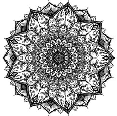 Fototapeta premium Mandala circular pattern leaf flower petal vector illustration.Lotus flowers for ethnic style, Henna, Mehndi, tattoo, and decoration. Art simple graphic design floral oriental outline illustration