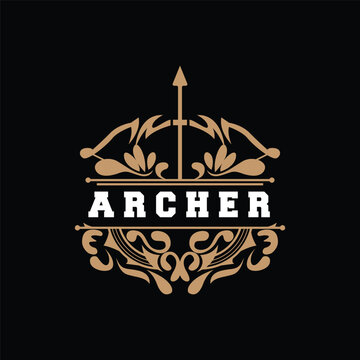 Archer Logo, Archery Arrow Vector, Elegant Simple Minimalist Design, Icon Symbol Illustration Template