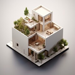 Architecture house 3d building isometric  business modern construction