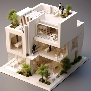 Architecture house 3d building isometric  business modern construction