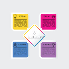 Vector infographic business presentation template connected with 4 options