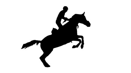 Fototapeta na wymiar Horseman with Running horse black silhouette. Horse silhouette. Animal silhouette 
