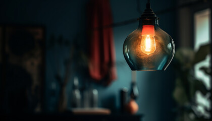 An old fashioned lantern hanging in a modern, elegant loft apartment generated by AI