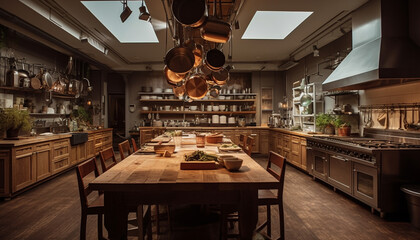 Modern luxury kitchen design with elegant marble and steel materials generated by AI