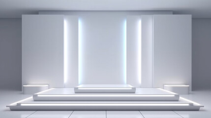 blank modern stage.  futuristic podium for luxury product display presentation background. generative AI