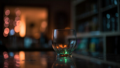 Nightclub celebration Illuminated bar with shiny glassware and elegant decoration generated by AI