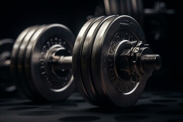 Obraz na płótnie Canvas 3D rendering of a dumbbell on a white background. Generative AI