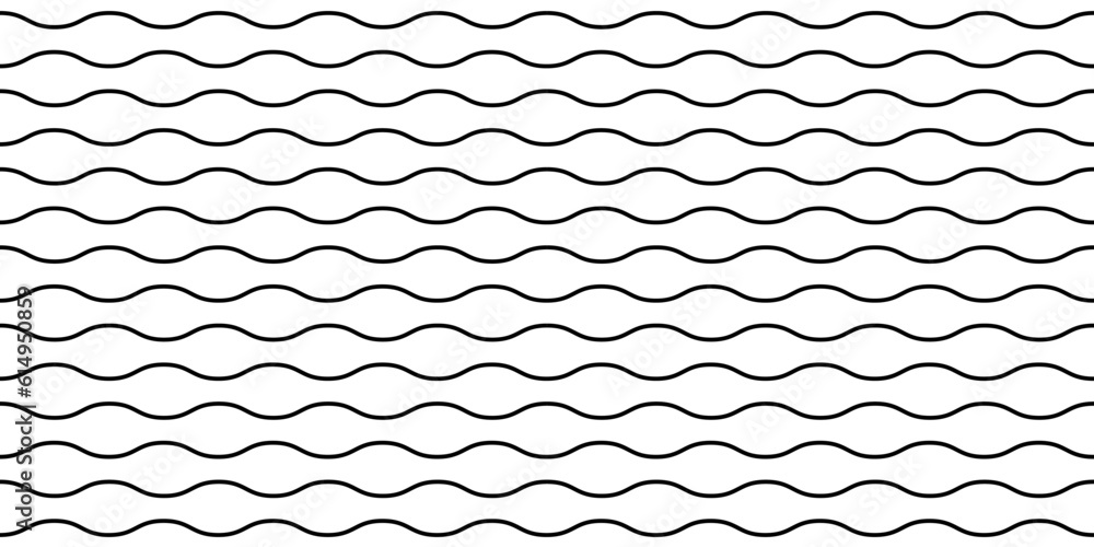 Leinwandbilder Wavy horizontal lines seamless pattern. Undulate stripes repeating background. Monochrome waves texture. Simple curved linear wallpaper. Textile and fabric swatch design template. Vector