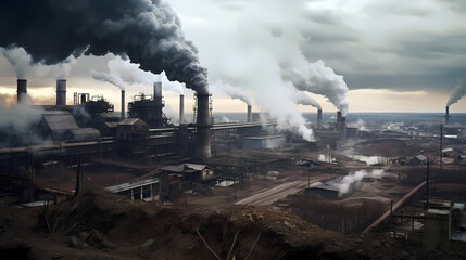 Fototapeta premium smoke from factory, generative ai