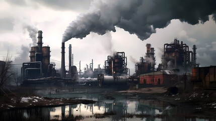 Fototapeta premium smoke from the factory, generative ai