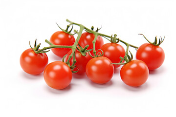 Cherry tomatoes on a white background. Fresh ripe tomato. Ai generative.